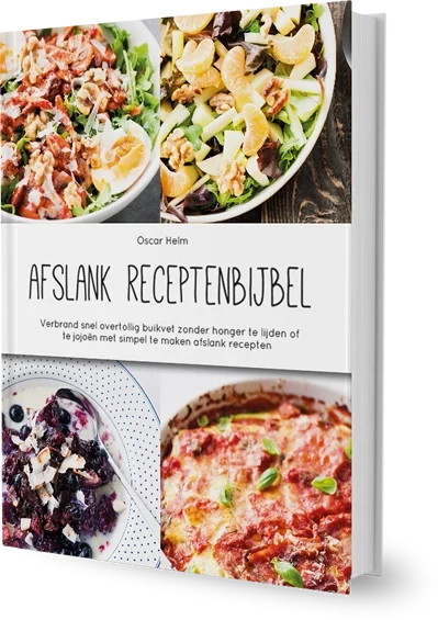 Kookboek met verschillende ketorecepten en kleurrijke gerechten.